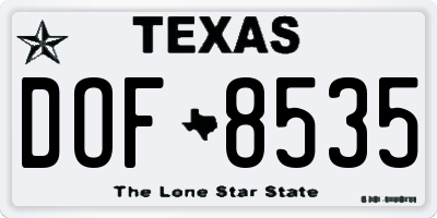TX license plate DOF8535