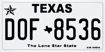 TX license plate DOF8536