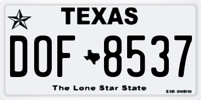 TX license plate DOF8537