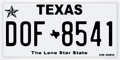 TX license plate DOF8541