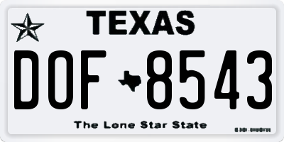 TX license plate DOF8543