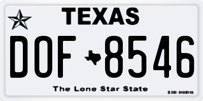 TX license plate DOF8546