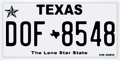 TX license plate DOF8548