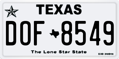 TX license plate DOF8549
