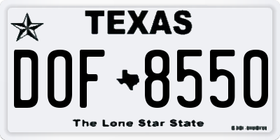 TX license plate DOF8550