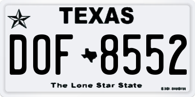 TX license plate DOF8552