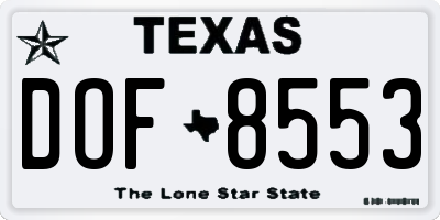 TX license plate DOF8553