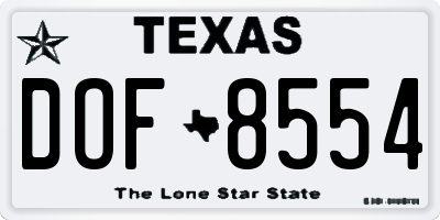 TX license plate DOF8554