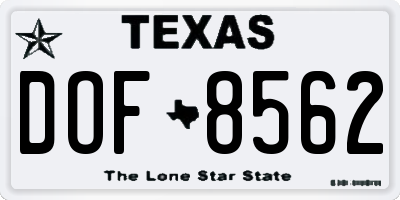 TX license plate DOF8562