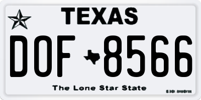 TX license plate DOF8566