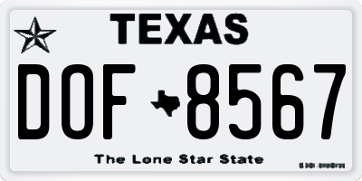 TX license plate DOF8567