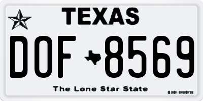TX license plate DOF8569