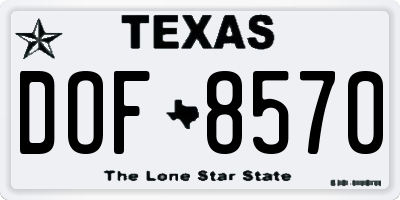 TX license plate DOF8570