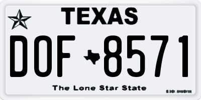 TX license plate DOF8571