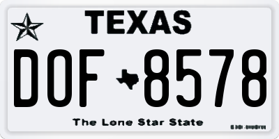 TX license plate DOF8578
