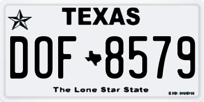 TX license plate DOF8579