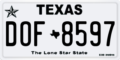 TX license plate DOF8597
