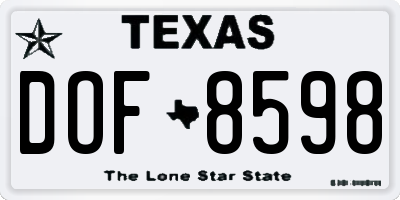 TX license plate DOF8598