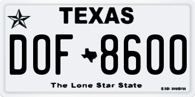 TX license plate DOF8600