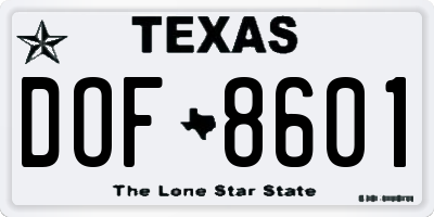 TX license plate DOF8601