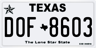 TX license plate DOF8603