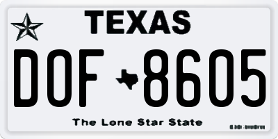 TX license plate DOF8605