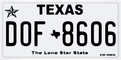 TX license plate DOF8606