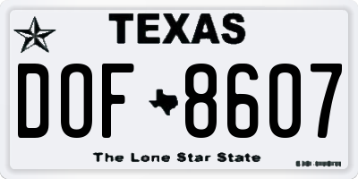 TX license plate DOF8607