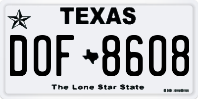 TX license plate DOF8608