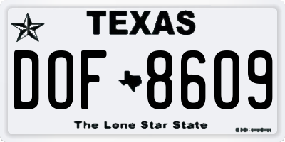 TX license plate DOF8609