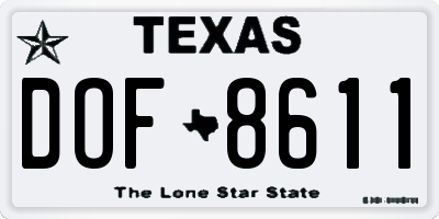 TX license plate DOF8611