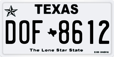 TX license plate DOF8612