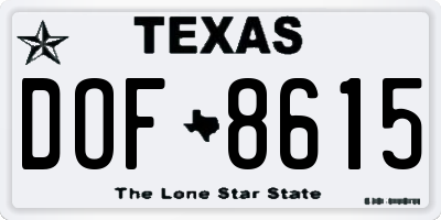 TX license plate DOF8615
