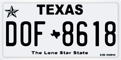 TX license plate DOF8618