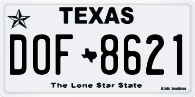 TX license plate DOF8621