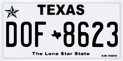 TX license plate DOF8623