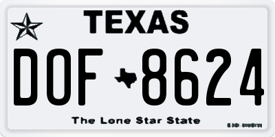TX license plate DOF8624