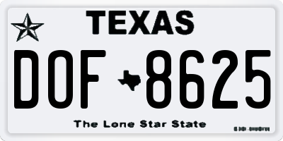 TX license plate DOF8625