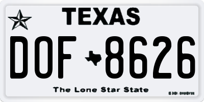 TX license plate DOF8626