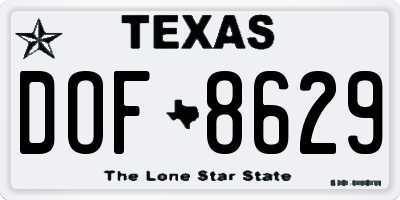 TX license plate DOF8629