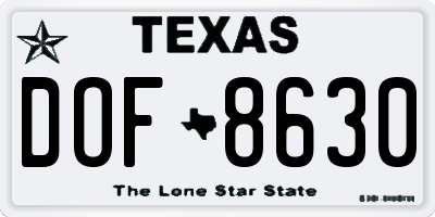 TX license plate DOF8630