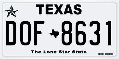 TX license plate DOF8631