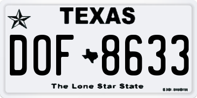 TX license plate DOF8633