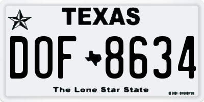 TX license plate DOF8634