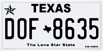 TX license plate DOF8635