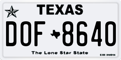 TX license plate DOF8640