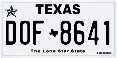TX license plate DOF8641