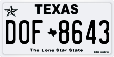 TX license plate DOF8643
