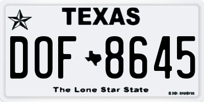 TX license plate DOF8645