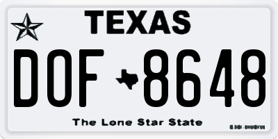 TX license plate DOF8648
